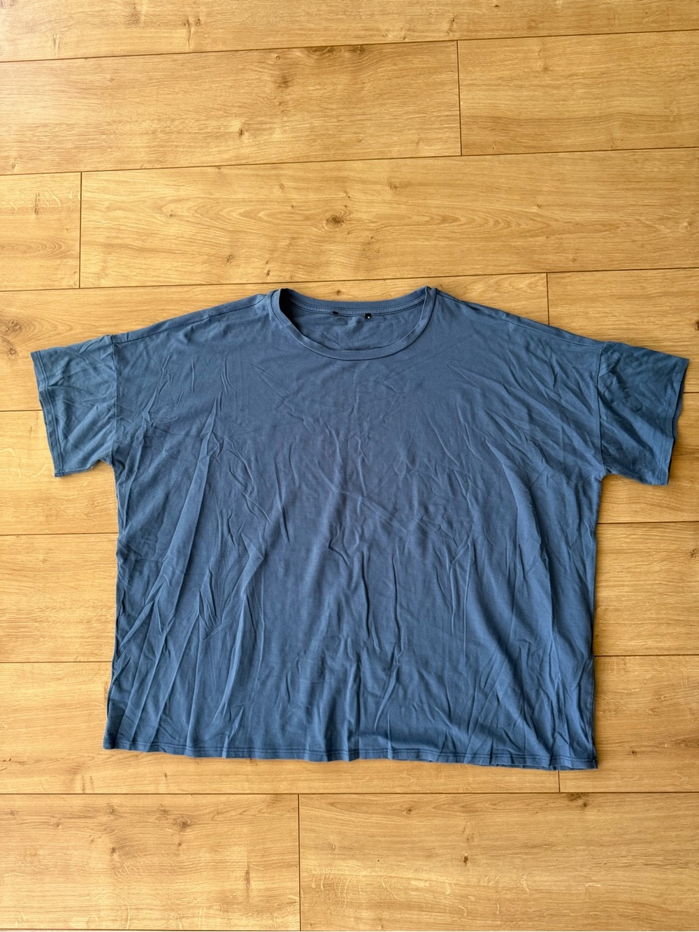 Eileen Fisher Blue Tencel Lyocell Blend Short Sleeve Tee Top Relaxed Fit